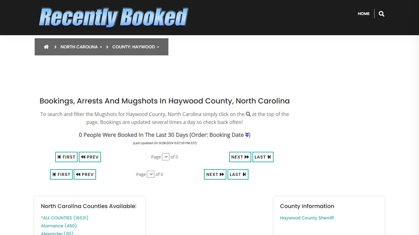 Bookings, Arrests and Mugshots in Haywood County, North Carolina